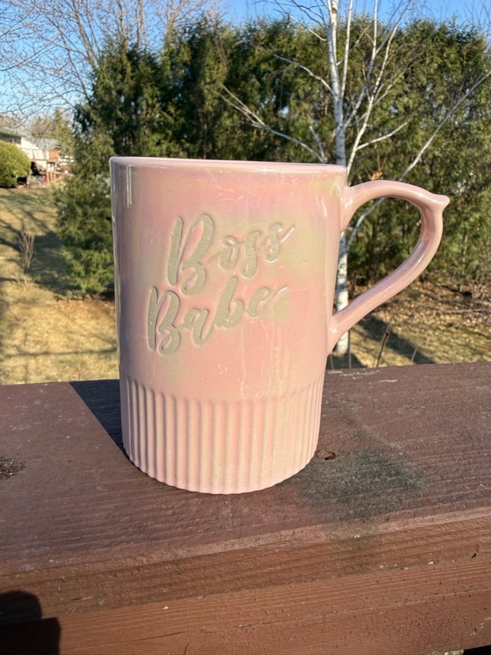 Boss Babe Pink Ceramic Coffee Mug - Inspirational Script 20oz